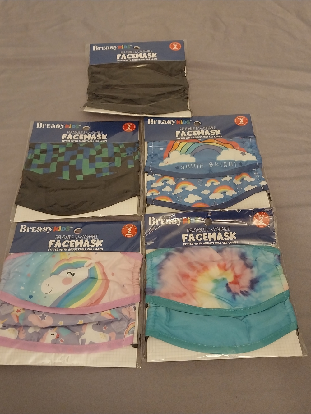 Breasy Kids Reusable Washable Face Mask 5x 2packs. #0127